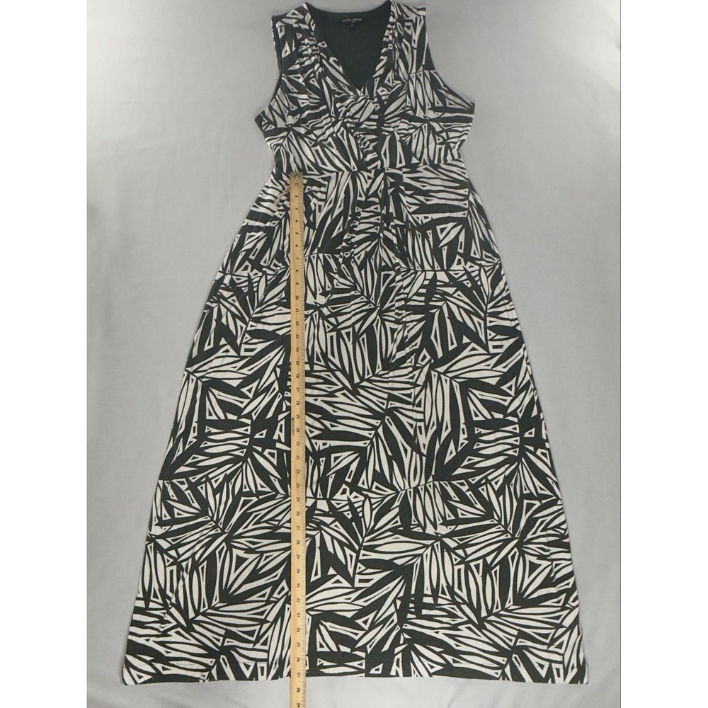 Mario Serrani Italy Green White Palm Geometric Maxi Dress Sleeveless L - Picture 8 of 10